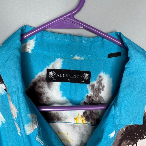 All Saints Standard Fit Blue Resort Shirt - Picture 6 of 6